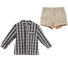 BOYS CHECKERED SHIRT AND SHORT SET CAMELIA