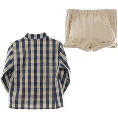 BOYS CHECKERED SHIRT AND SHORT SET CAMELIA