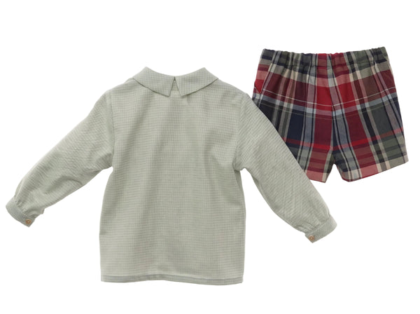 BOYS TARTAN SHORT AND SHIRT SET PASCUA