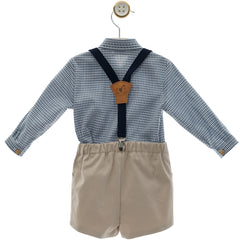 BOYS GINGHAM SHIRT WITH SUSPENDER AND SHORT SET SEDA