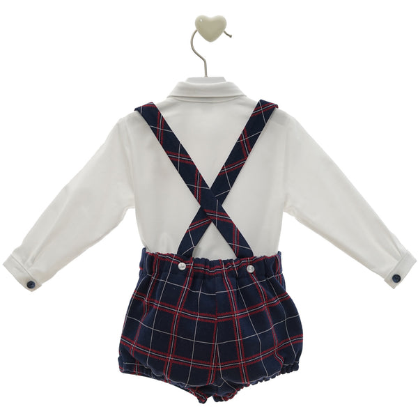 BOYS SHORT WITH SUSPENDERS AND LONG SLEEVE SHIRT DAMASCO