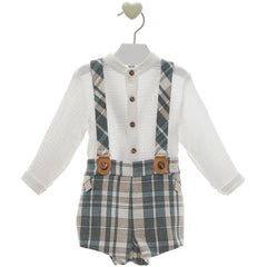 BOYS PLAID SHORT WITH SUSPENDER AND GAUZE SHIRT DELHI