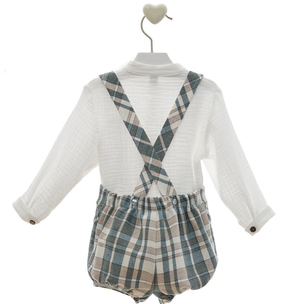 BOYS PLAID SHORT WITH SUSPENDER AND GAUZE SHIRT DELHI