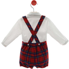 BOYS TARTAN SHORT WITH SUSPENDER AND SHIRT SET DEDAL