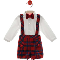 BOYS TARTAN SHORT WITH SUSPENDER AND SHIRT SET DEDAL