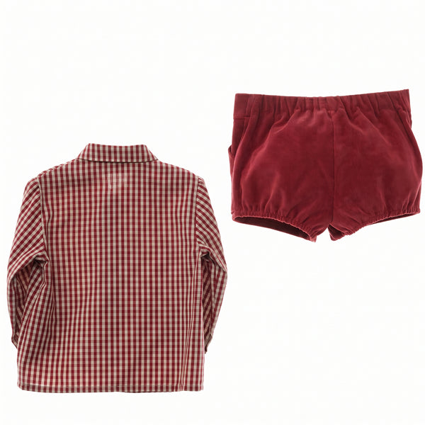 BOYS PLAID SHIRT AND CORDUROY SHORT SET ROMA