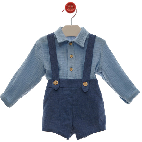 BOYS SHORT WITH SUSPENDERS AND SHIRT SET SALSA