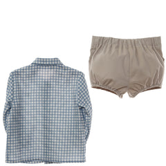 BOYS GINGHAM SHIRT AND SHORT SET VENECIA