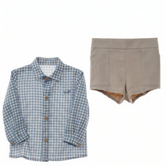 BOYS GINGHAM SHIRT AND SHORT SET VENECIA