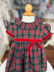 GIRLS CLASSIC TARTAN PUFF SLEEVE DRESS