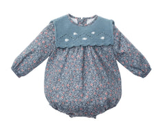 GIRLS FLORAL AND KNIT COLLAR ROMPER HIERBABUENA