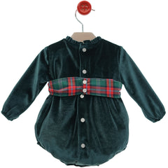 BABY VELVET TARTAN PRINT ROMPER CHARLESTON