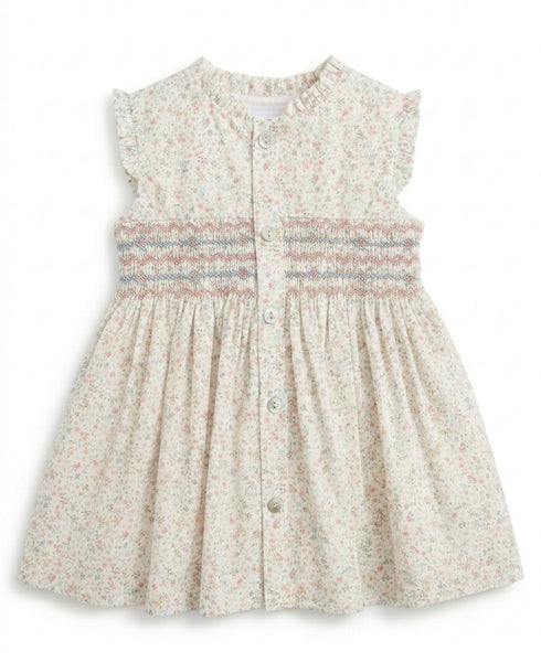 GIRLS PASTEL FLORAL SMOCKED DRESS