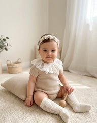 GIRLS LACE COLLAR KNITTED ROMPER