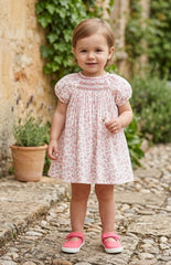 GIRLS FLORAL SMOCKED PUFF SLEEVE DRESS