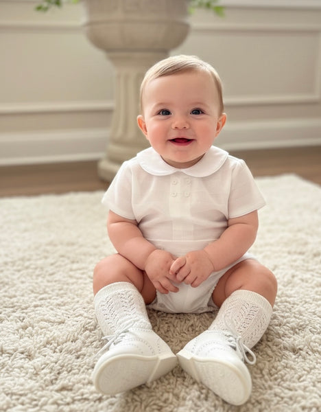 STRIPED CRYSTAL WHITE BOY'S CHRISTENING SET