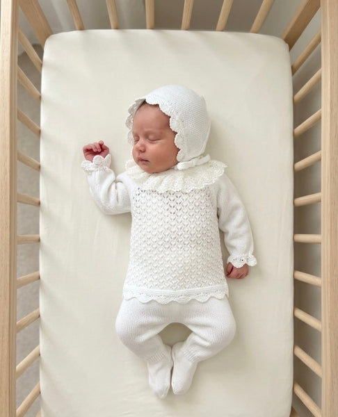 NEWBORN LACE COLLAR POINTELLE 3P SET