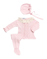 NEWBORN KNIT DOTS AND LACE COLLAR COLLAR 3P SET