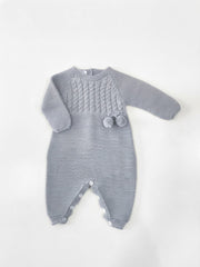 GRAY POM POMS KNITTED ROMPER
