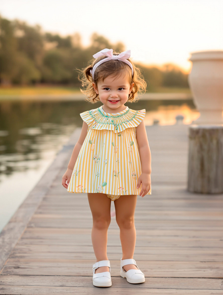 GIRLS YELLOW HAPPY DUCKLING DRESS 2P LUCCA