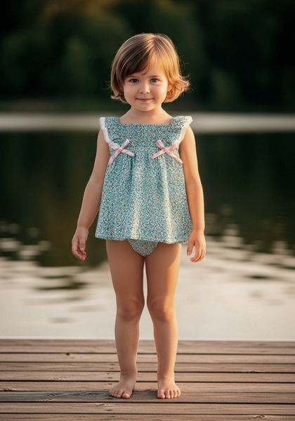 GIRLS FLORAL SLEEVELESS SHORT DRESS WITH BLOOMER 2P VERONA