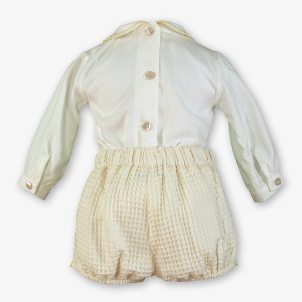 BOYS WAFFLE FABRIC SHORT AND SHIRT WITH ALFORZAS SET