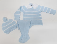 NEWBORN STRIPES WHITE COLLAR 3P SET