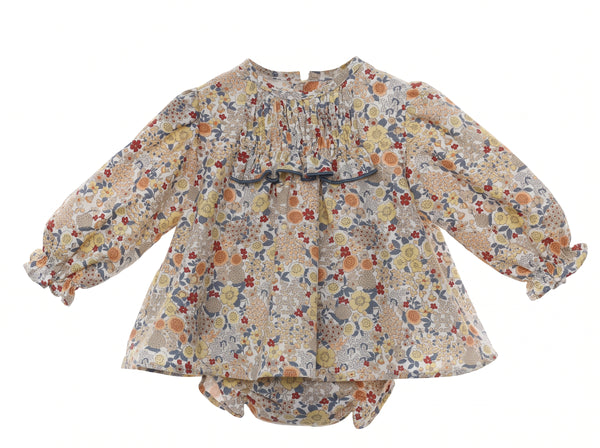 GIRLS FLOWERS SHORT DRESS SET CAMELIA