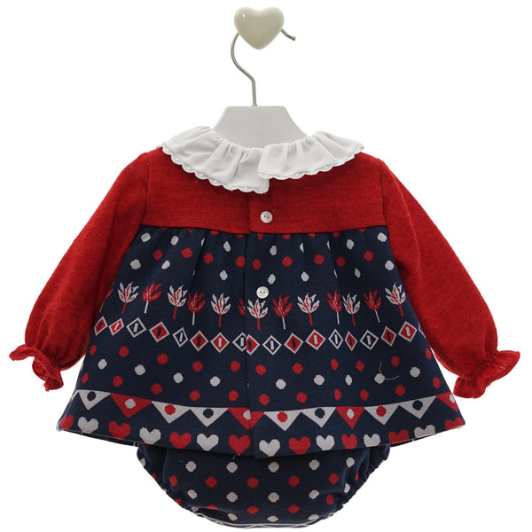 BABY GIRLS SHORT DRESS POM POMS WITH BLOOMERS DAMASCO