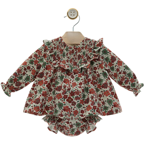 BABY GIRL AUTUMN SHORT DRESS WITH BLOOMER CRETONA