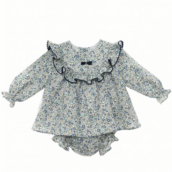 GIRLS FLORAL WITH RUFFLE COLLAR SHORT DRESS SET COPHENHAGUE