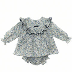 GIRLS FLORAL WITH RUFFLE COLLAR SHORT DRESS SET COPHENHAGUE
