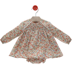 BABY FALL FLOWERS SHORT DRESS WITH BLOOMER 2P SET BORDADOS