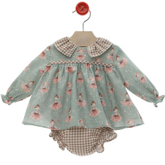 BABY GIRL SWEET BALLERINAS SHORT DRESS WITH BLOOMER 2P SET PURPURINA