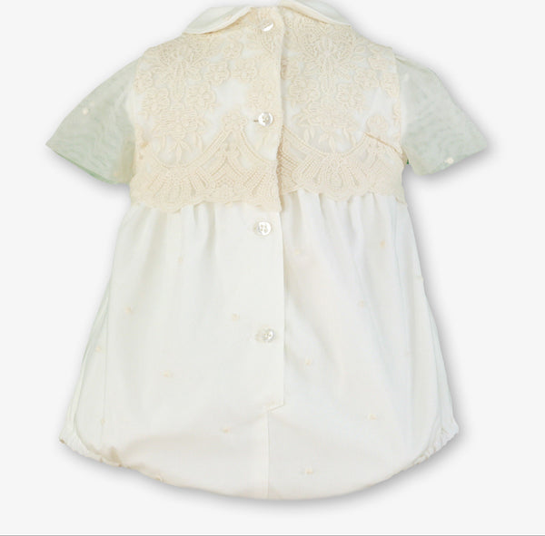 BABY LACE ROMPER WITH BONNET 2P