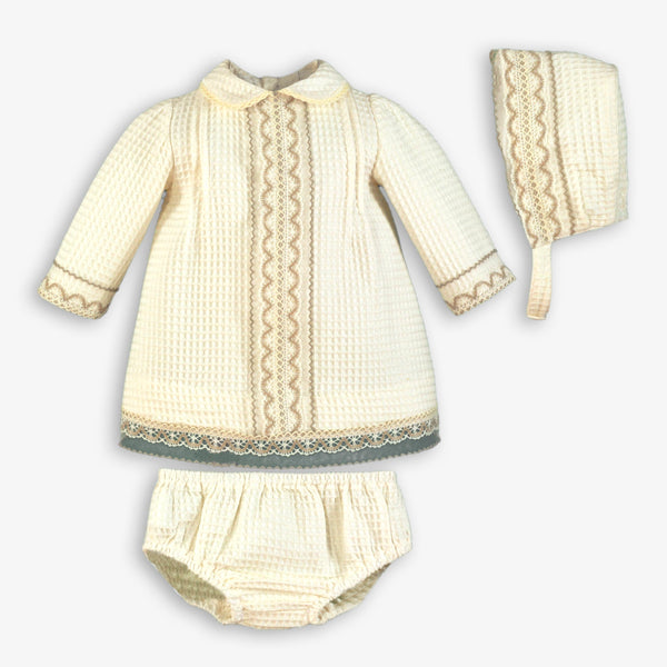 BABY WAFFLE FABRIC CLASSIC DRESS 3P SET