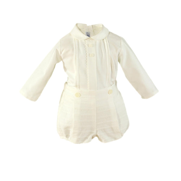 BOYS IVORY LONG SLEEVE CEREMONY SHORT SET