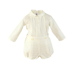 BOYS IVORY LONG SLEEVE CEREMONY SHORT SET