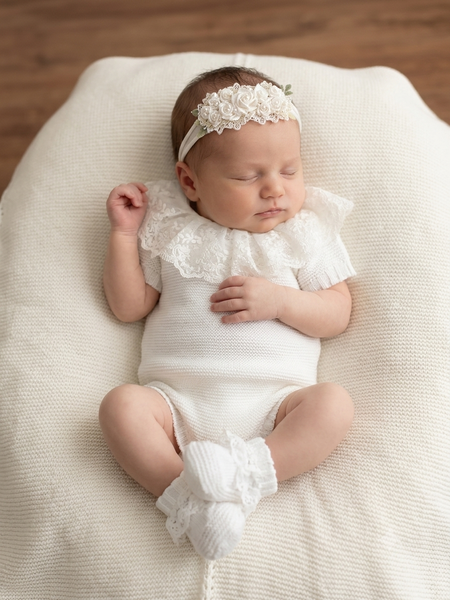 GIRLS LACE COLLAR KNITTED ROMPER