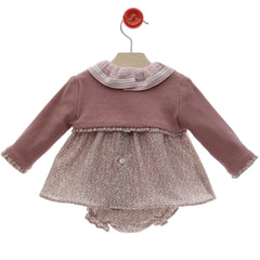 BABY LIBERTY SHORT DRESS,BLOOMER AND CARDIGAN  3P SET ONDULINA