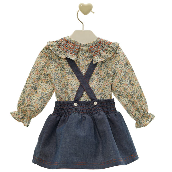 GIRLS DENIN SKIRT WITH FLORAL PRINT SHIRT SHANGAI