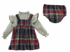 GIRLS TARTAN JUMPER DRESS  AND BLOUSE SET PASCUA