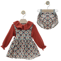 GIRLS BLOUSE AND FLORAL JUMPER DRESS SET