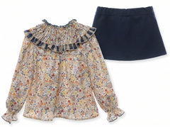 GIRLS FLORAL BLOUSE AND SKORT SET CAMELIA