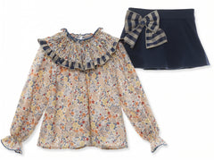 GIRLS FLORAL BLOUSE AND SKORT SET CAMELIA