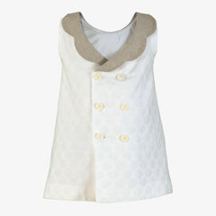 GIRL BEIGE COLLAR AND BUTTON DRESS