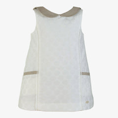 GIRL BEIGE COLLAR AND BUTTON DRESS
