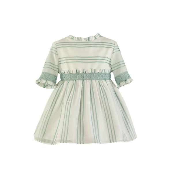 GIRLS STRIPES AND APPLIQUES DRESS