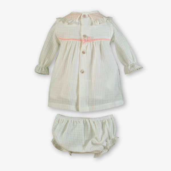BABY PINK SMOCKED COLLAR DRESS 2P SET