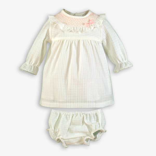 BABY PINK SMOCKED COLLAR DRESS 2P SET